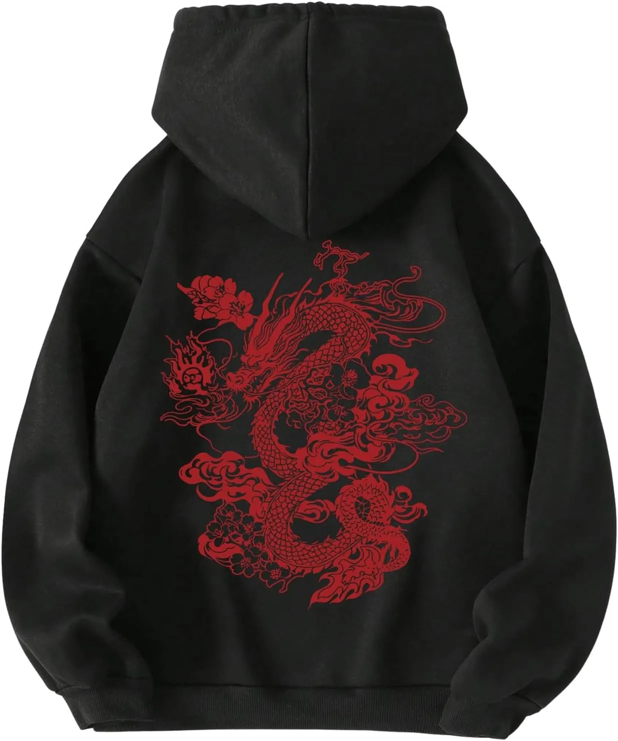 GORGLITTER Women's Flower Graphic Hoodie Hooded Sweatshirt Letter Print Long Sleeve Drawstring Pullover