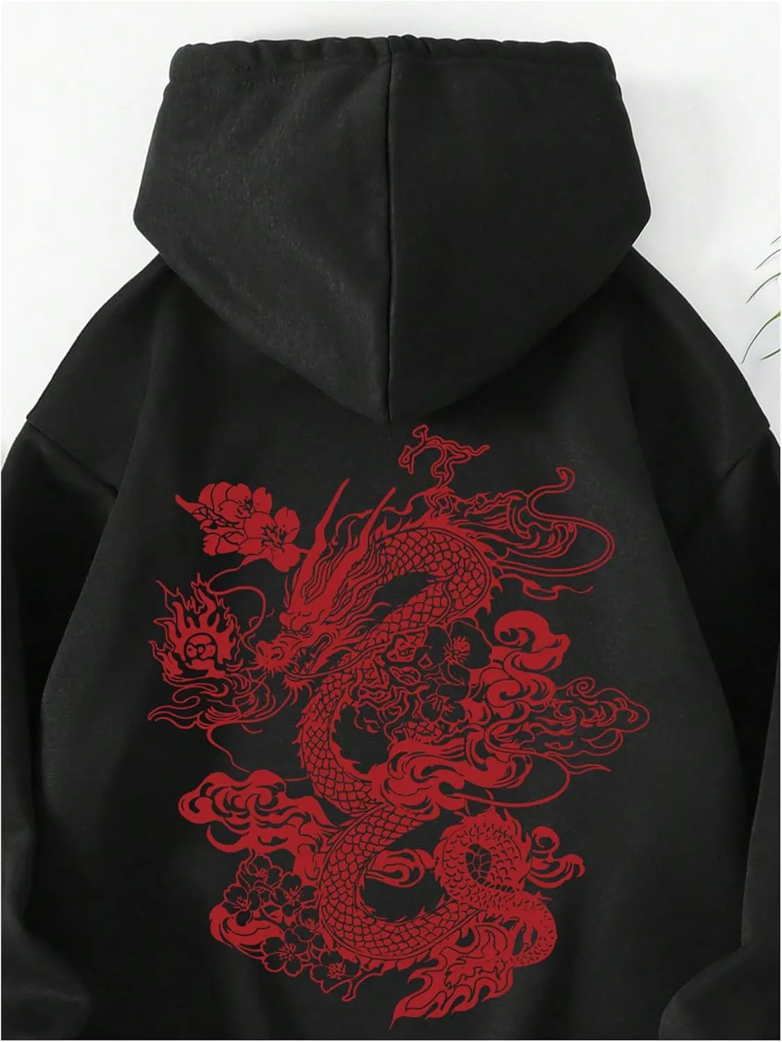 GORGLITTER Women's Flower Graphic Hoodie Hooded Sweatshirt Letter Print Long Sleeve Drawstring Pullover