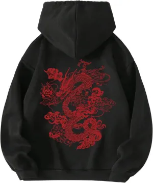 GORGLITTER Women's Flower Graphic Hoodie Hooded Sweatshirt Letter Print Long Sleeve Drawstring Pullover