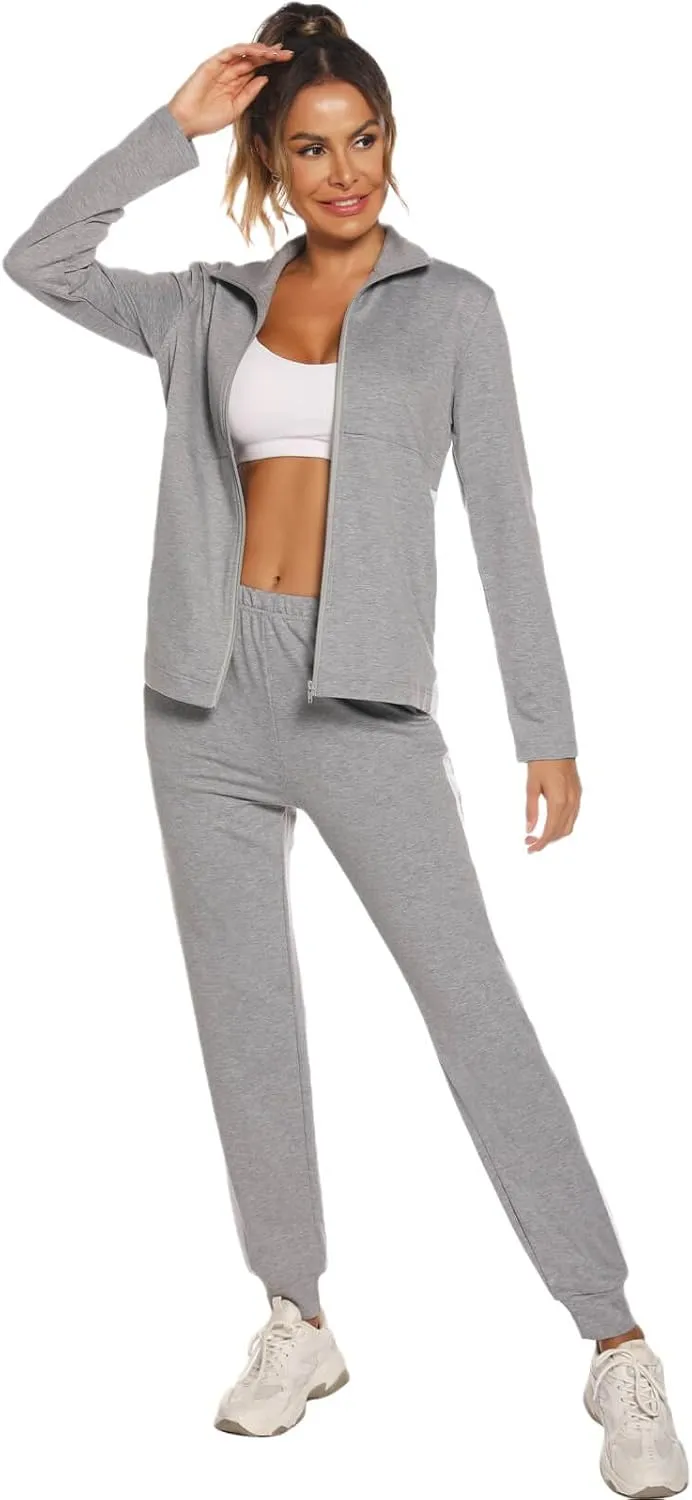 HALCYEEN Sweatsuits For Women Set 2 Piece Outfits For Women Jogging Suit Lounge Sweatshirt & Jogger Pants With Pockets