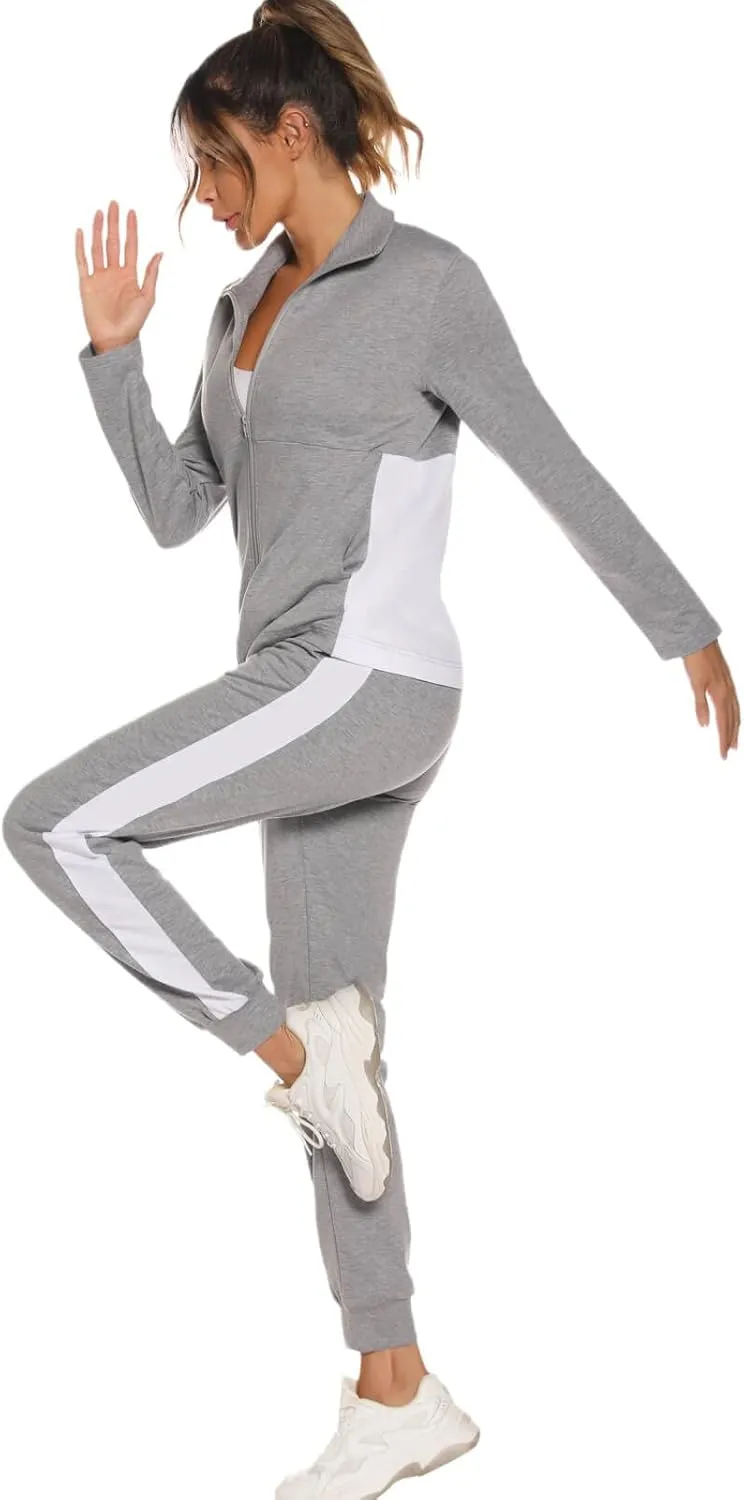 HALCYEEN Sweatsuits For Women Set 2 Piece Outfits For Women Jogging Suit Lounge Sweatshirt & Jogger Pants With Pockets