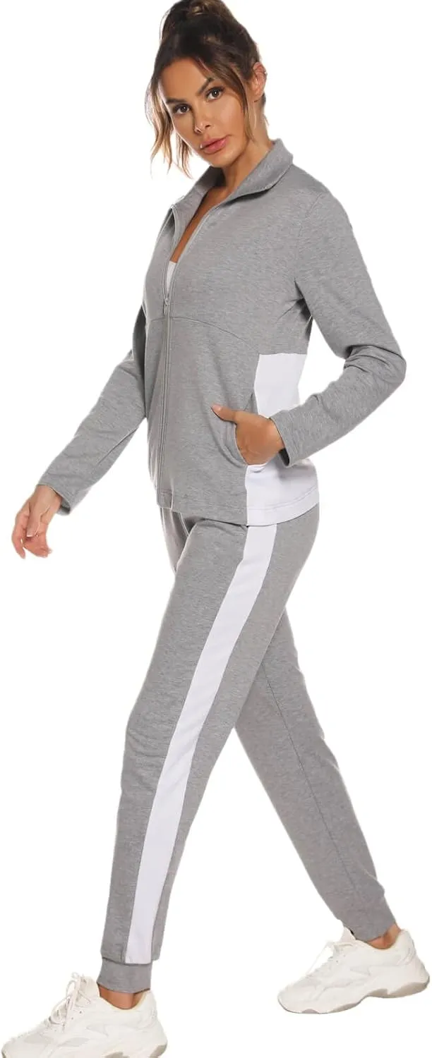 HALCYEEN Sweatsuits For Women Set 2 Piece Outfits For Women Jogging Suit Lounge Sweatshirt & Jogger Pants With Pockets