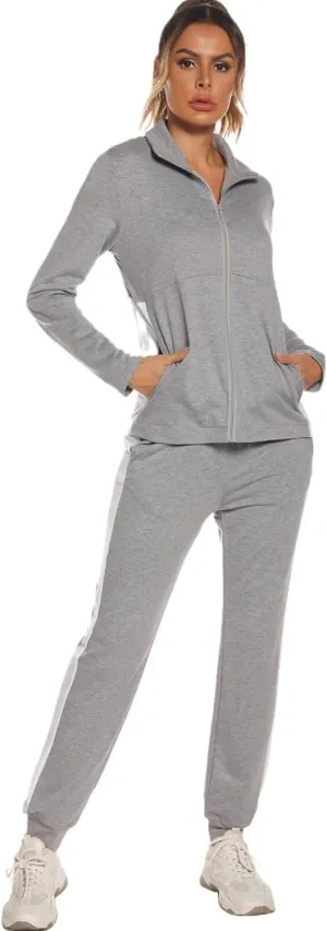 HALCYEEN Sweatsuits For Women Set 2 Piece Outfits For Women Jogging Suit Lounge Sweatshirt & Jogger Pants With Pockets