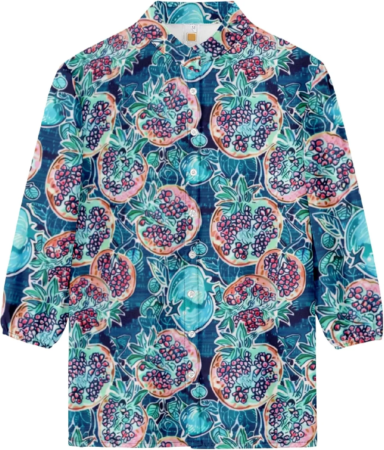 Hawaiian Shirts for Women 3/4 Length Sleeve Womens Tops Casual Loose Fitted Button Down Shirts for Women