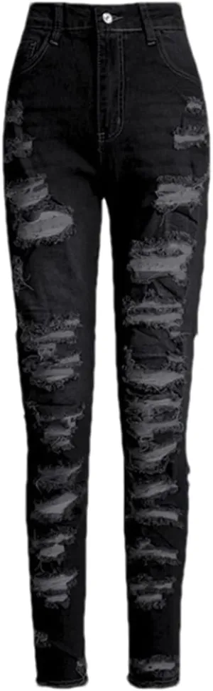 Hdhdeueh Women Distressed Denim Pants Slim Fit Skinny Jeans Stretch Pencil Pants