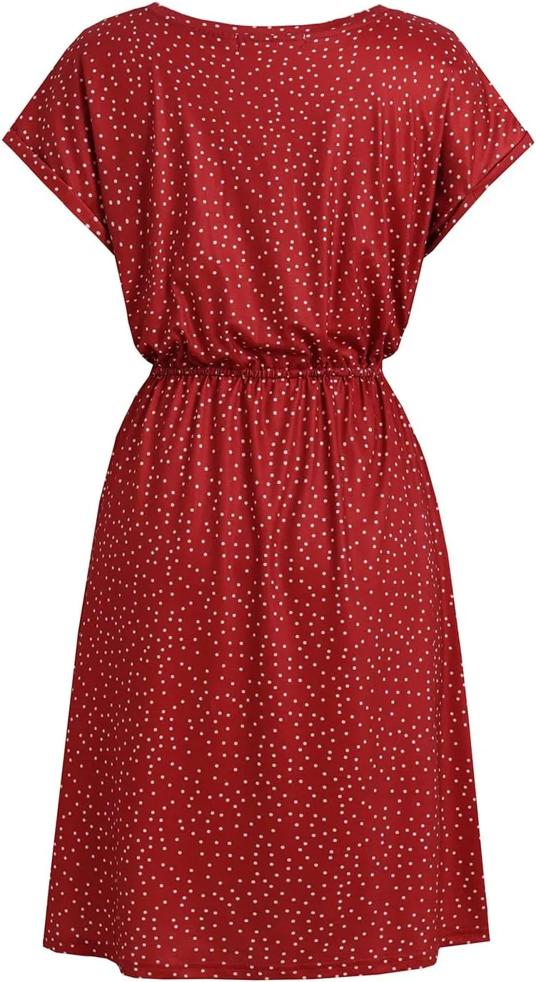 HELYO Women Casual T-Shirt Dress Short Sleeve Cotton Summer Soft Loose Swing Dresses with Pockets 812