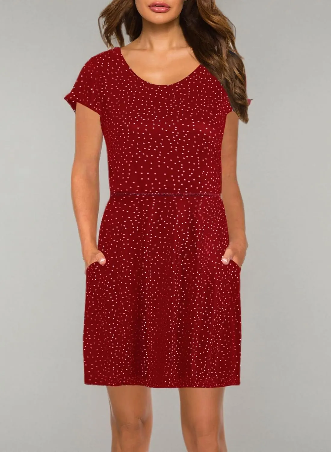 HELYO Women Casual T-Shirt Dress Short Sleeve Cotton Summer Soft Loose Swing Dresses with Pockets 812