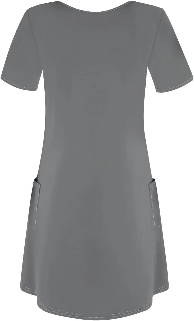 HHmei Summer Dresses for Women Loose V Neck Short Sleeve Casual T Shirt Dress Sundresses Swimsuit Coverup with Pockets