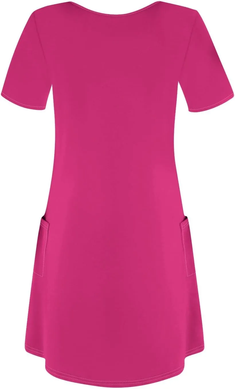 HHmei Summer Dresses for Women Loose V Neck Short Sleeve Casual T Shirt Dress Sundresses Swimsuit Coverup with Pockets