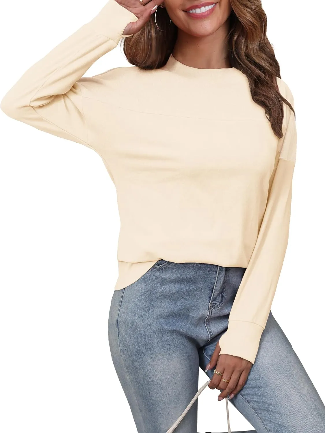 Hoodies for Women Fall Cropped Sweatshirt Thumbhole fleece jacket with pockets Quarter Zip Pullover Women Tops