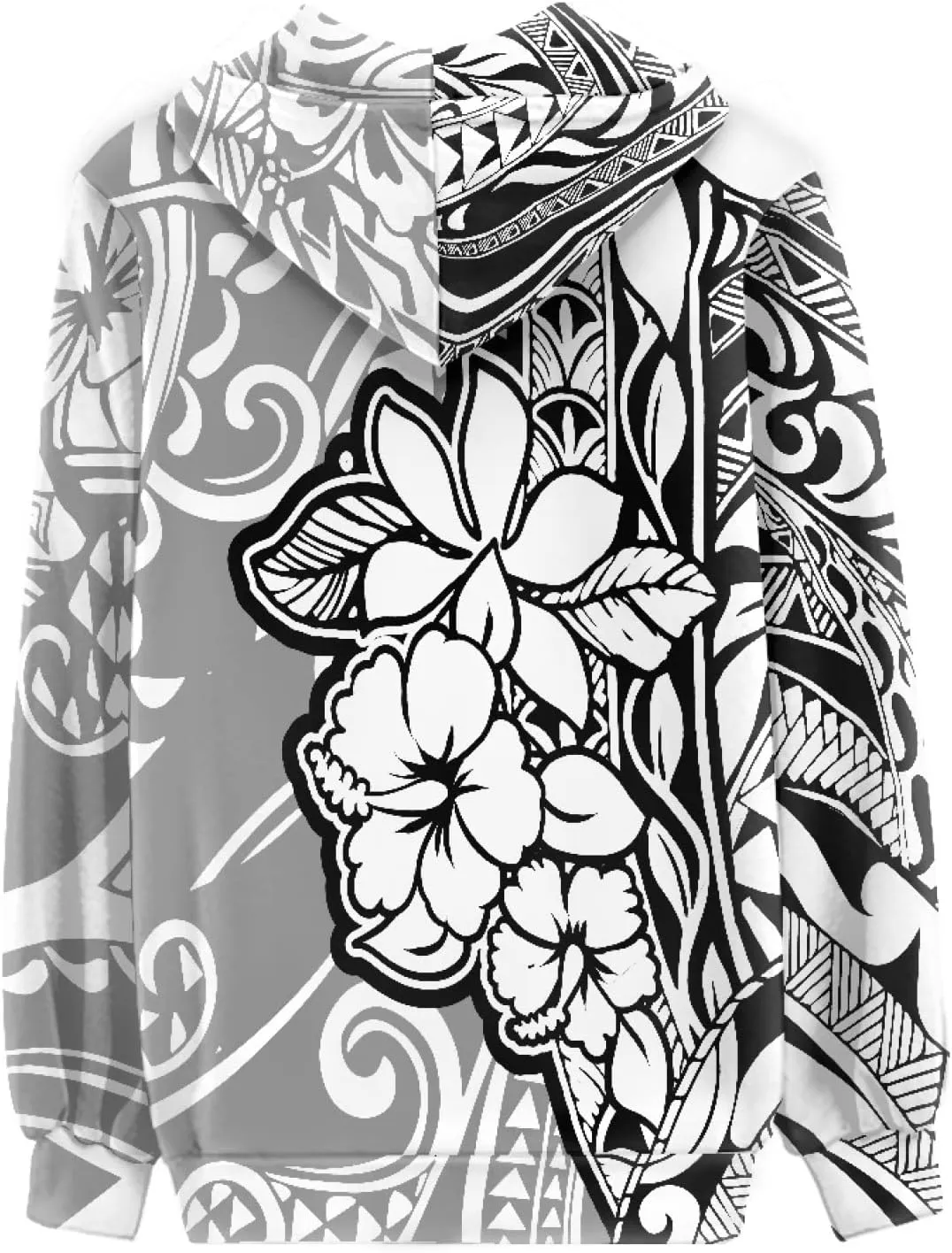 Irisjudy Aztec Ethnic Women Hooded Sweatshirt Flowers Zip up Hoodies Plus Size Hawaii Island Drawstring Hooded Pullover