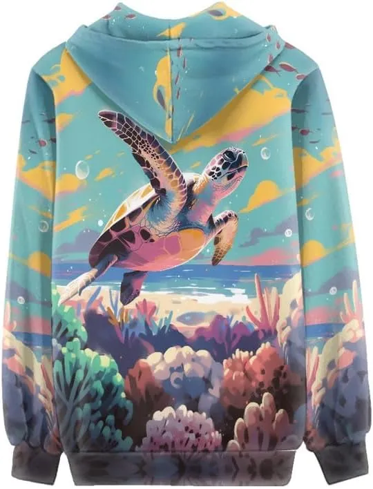 Irisjudy Bohemian Women's Zip-Front Hoodie Pocket, Tropical Plant Streetwear Oversized, Skull Coat Outfits Long Sleeve