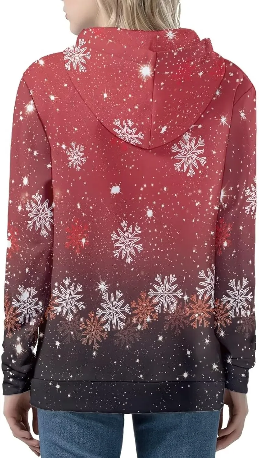 Irisjudy Christmas Snowflake Hoodies for Women Sunset Palm Trees Zip Up Sweatshirts Hooded Chinese Loong Fall Pullover Hoodie