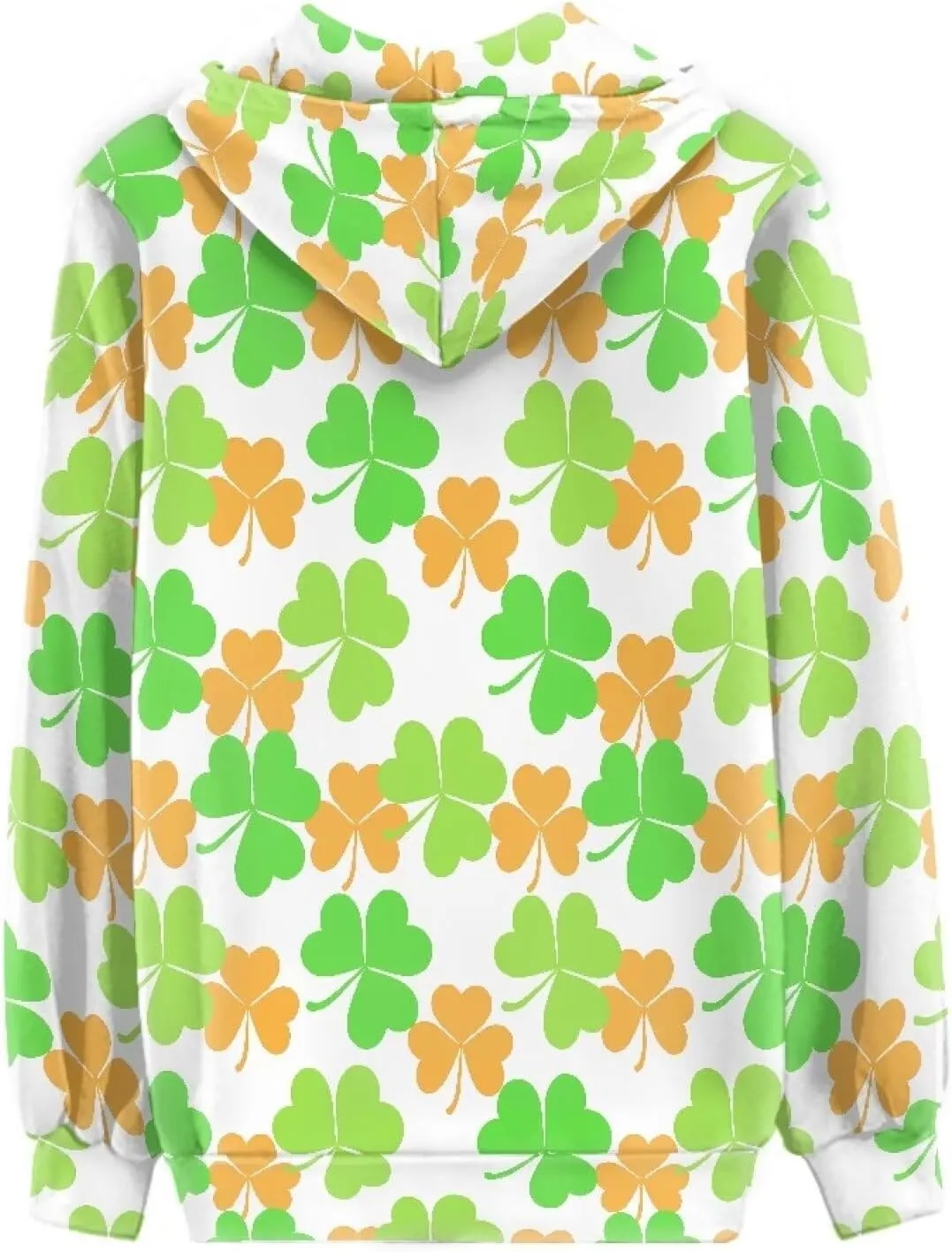Irisjudy Folk Art Bird Flower Womens Oversized Sport Hoodies with Pocket St.Patrick Day Zip-up Hooded Sweatshirt Outdoor Coat