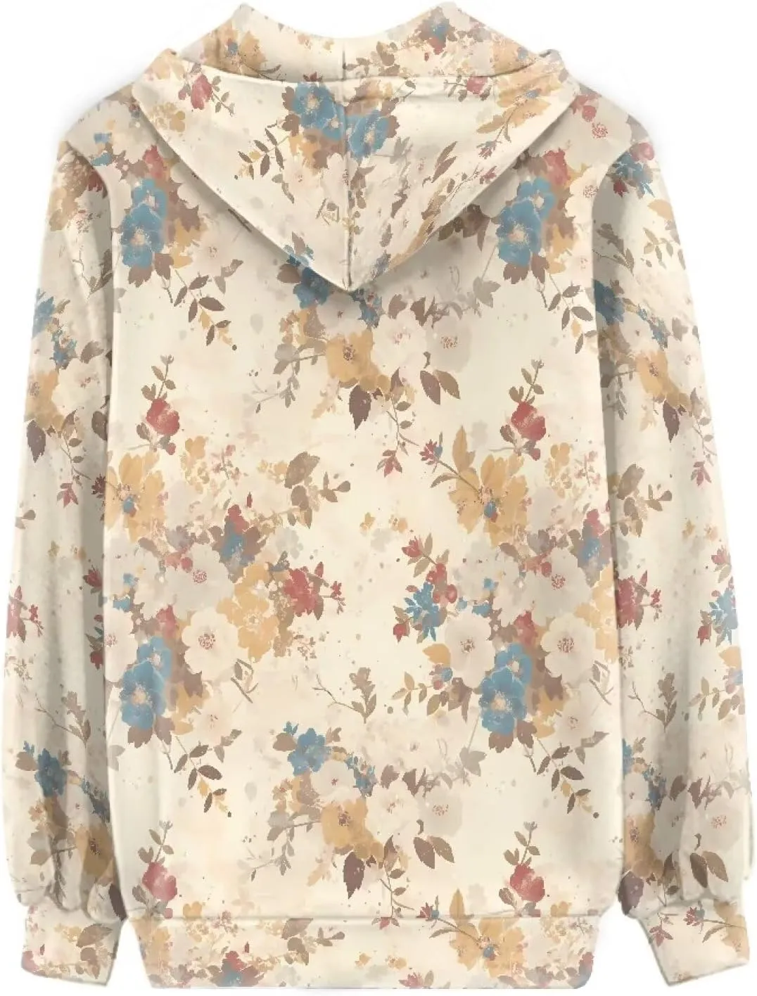 Irisjudy Folk Art Bird Flower Womens Oversized Sport Hoodies with Pocket St.Patrick Day Zip-up Hooded Sweatshirt Outdoor Coat
