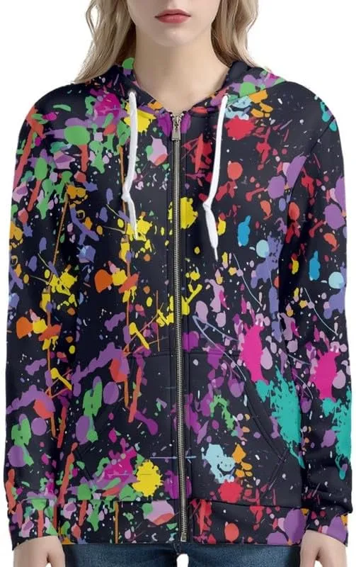 Irisjudy Gothic Bats Roses Women Oversized Zip Up Sweatshirt Long Sleeve Fall Hoodies, Lightweight Sport Coat with Pockets