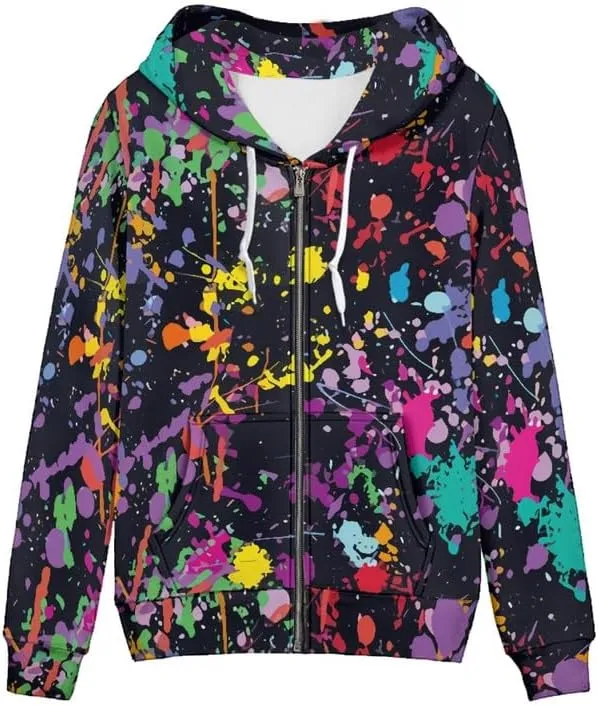 Irisjudy Gothic Bats Roses Women Oversized Zip Up Sweatshirt Long Sleeve Fall Hoodies, Lightweight Sport Coat with Pockets