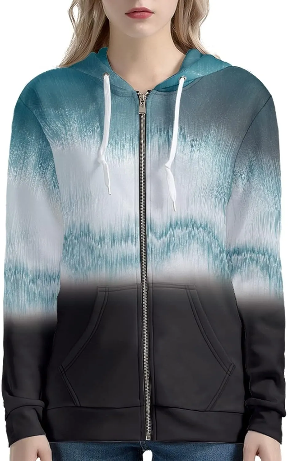 Irisjudy Women's Hoodies Zip up Hooded Sweatshirt, Casual Running Sportshirt Comfortable Jacket Hooded Coat with Pocket