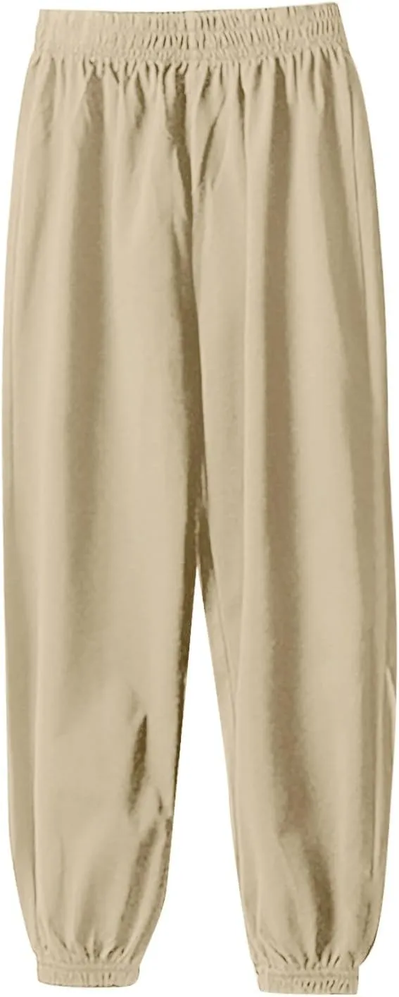 Kids Lightweight Sweatpants Elastic Cotton Sport Jogger Pants for Boys Girls Casual Solid Plain Soft Athletic Pants