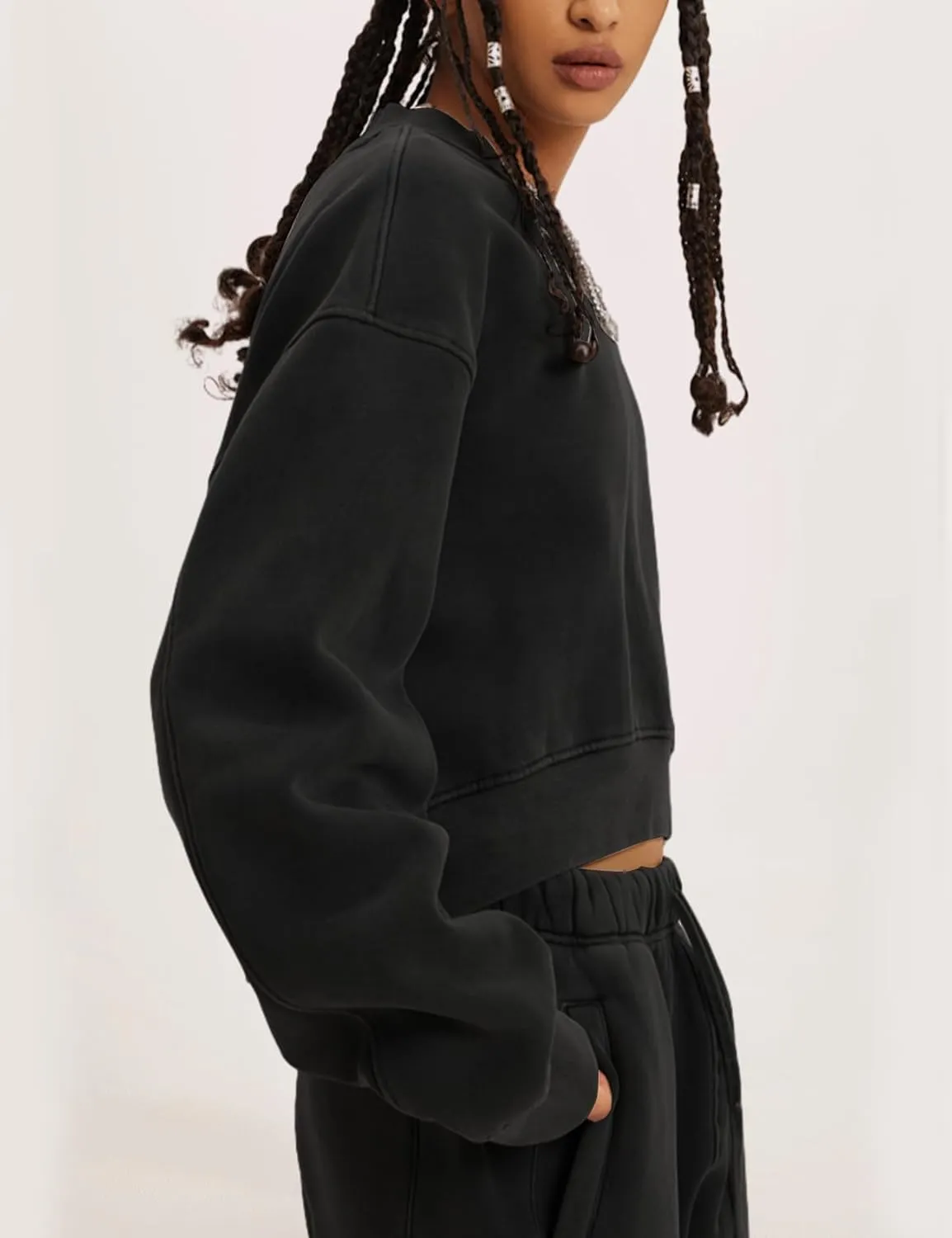 Kissonic Sweat Sets for Women 2 Piece Long Sleeve V Neck Pullover Drawstring Sweatpants Tracksuits Jogger Set