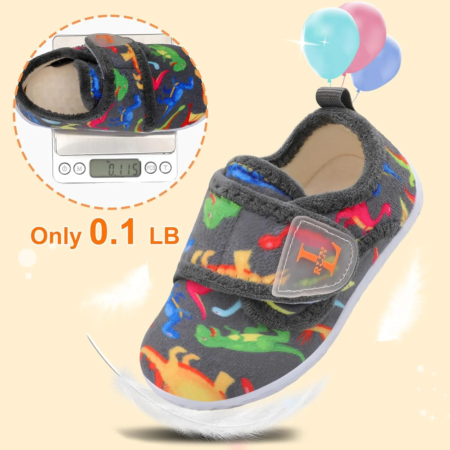 L-RUN Toddler Slippers for Girls Boys Warm Household Shoes Kids Winter Slippers with Microfleece Lining for Indoor Outdoor