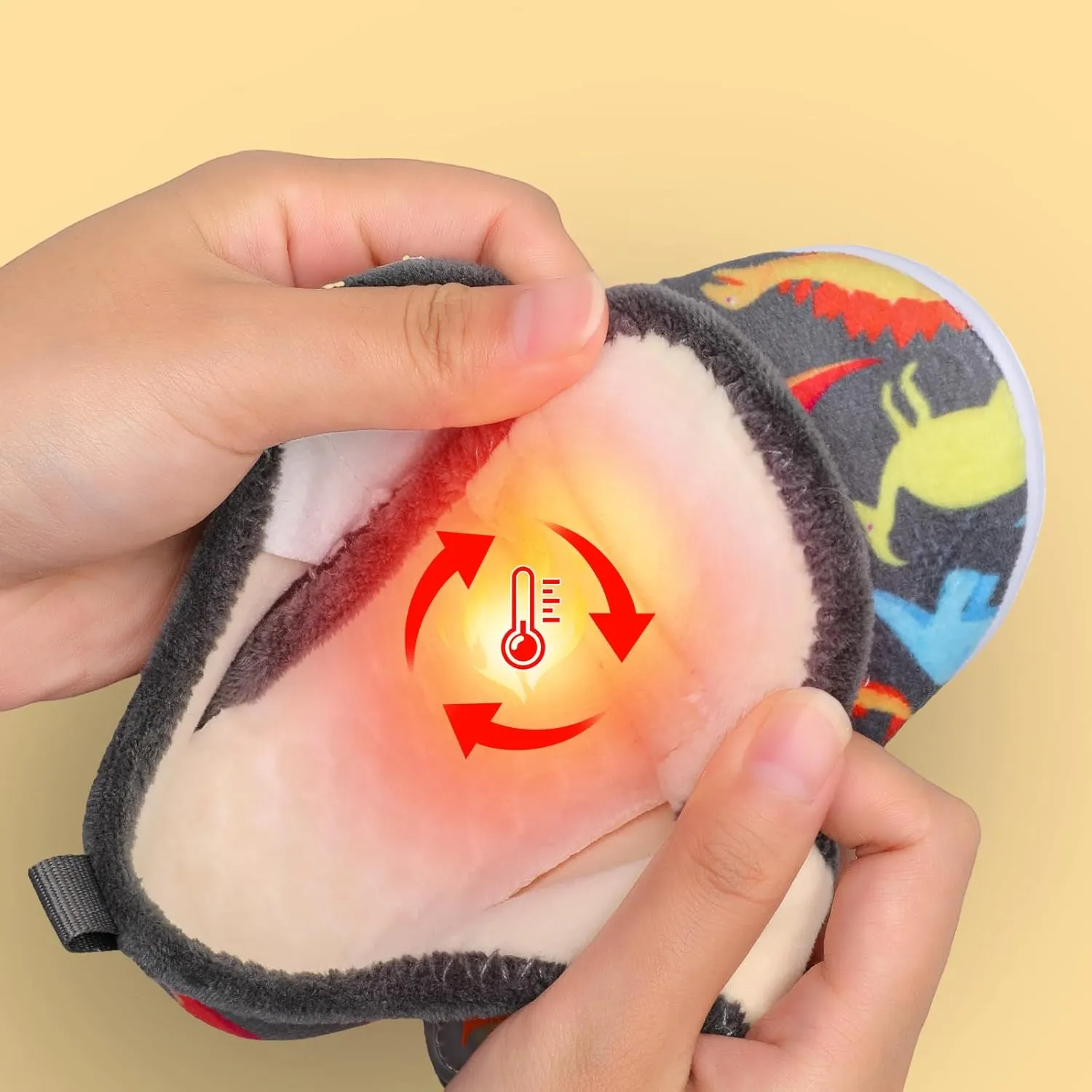L-RUN Toddler Slippers for Girls Boys Warm Household Shoes Kids Winter Slippers with Microfleece Lining for Indoor Outdoor