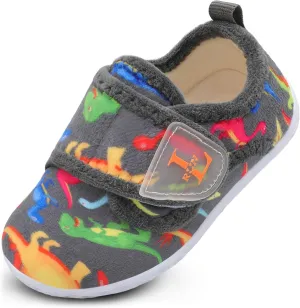 L-RUN Toddler Slippers for Girls Boys Warm Household Shoes Kids Winter Slippers with Microfleece Lining for Indoor Outdoor