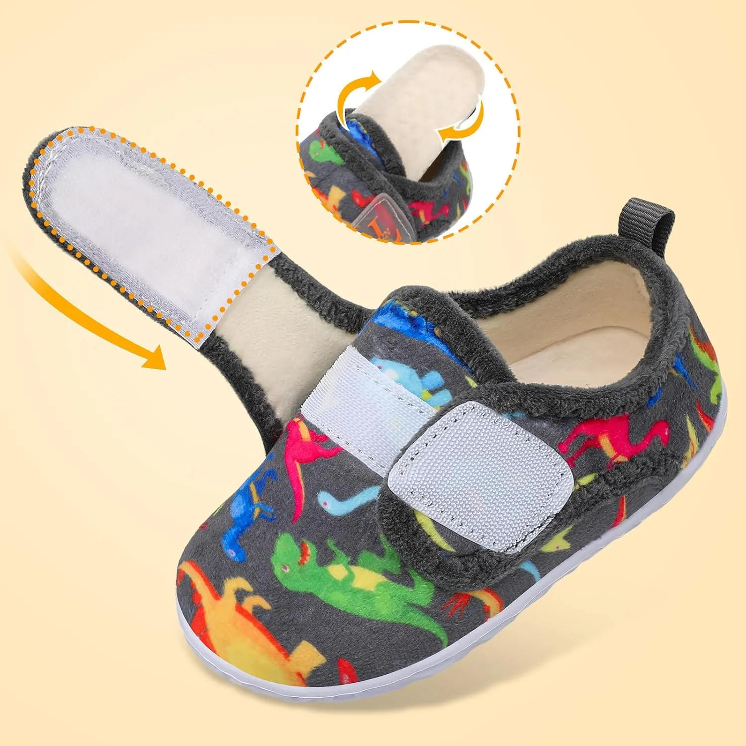 L-RUN Toddler Slippers for Girls Boys Warm Household Shoes Kids Winter Slippers with Microfleece Lining for Indoor Outdoor