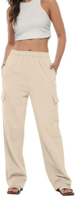 Ladies Sweat Pants Cargo Joggers Oversized Straight Leg Pant Tall High Waist Lounge Pants Loose Trousers with Pockets