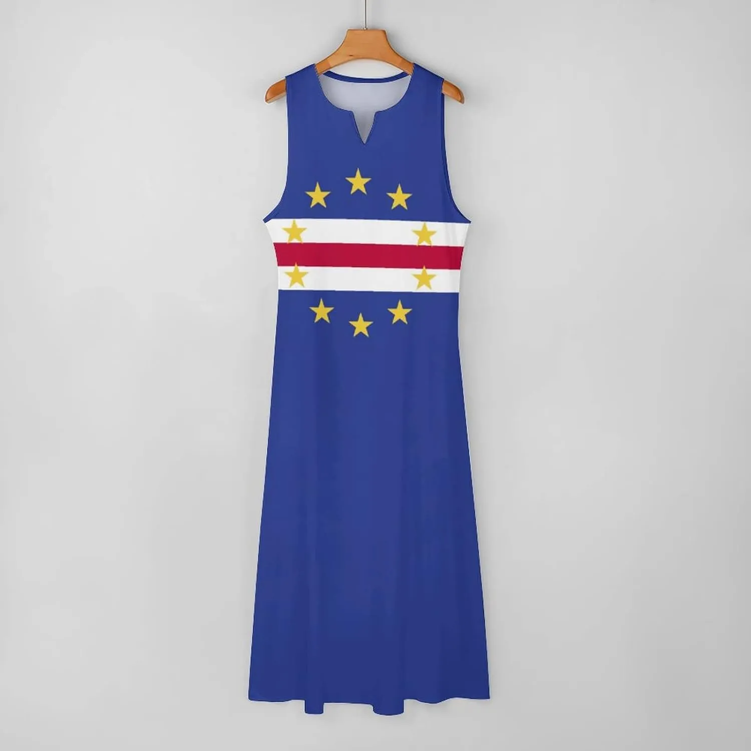 Long Dress Dress for Womens Summer Top Cape Verde Flag Casual V Neck Shift Dress L
