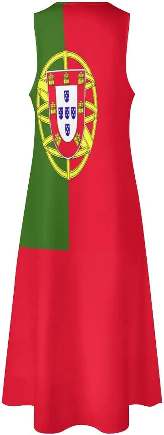 Long Dress Dress for Womens Summer Top Portugal Flag Casual V Neck Shift Dress 2XL