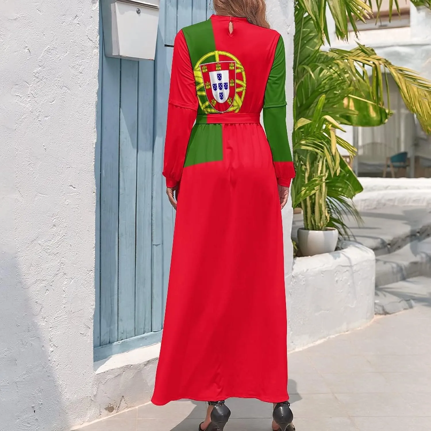 Long Dress Dress for Womens Summer Top Portugal Flag Casual V Neck Shift Dress M