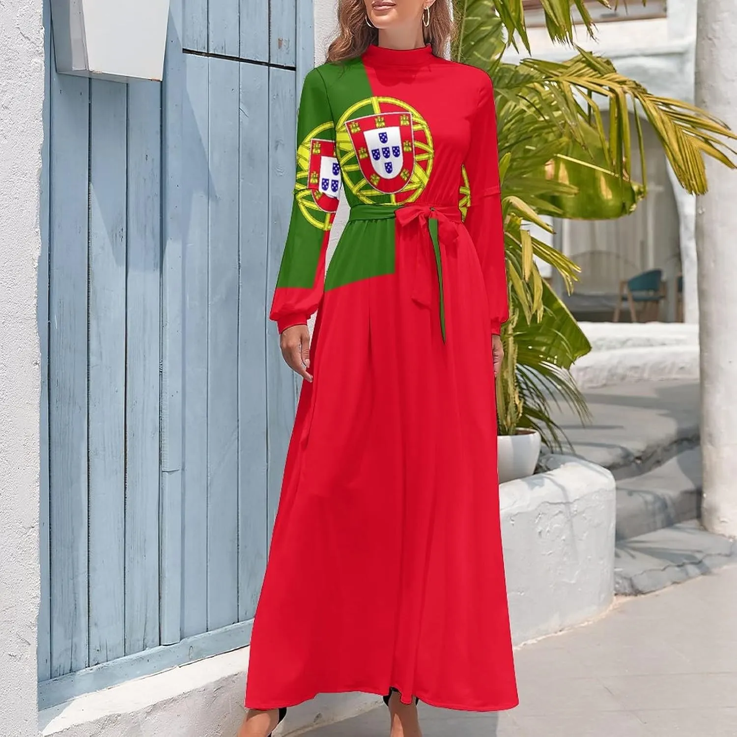 Long Dress Dress for Womens Summer Top Portugal Flag Casual V Neck Shift Dress M