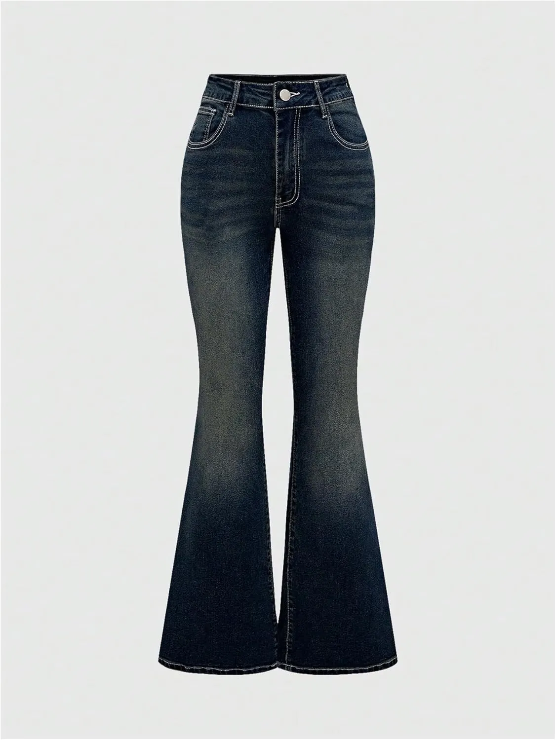 MakeMeChic Women's Bell Bottom Jeans Flare Jeans Embroidered Y2K High Waist Pants
