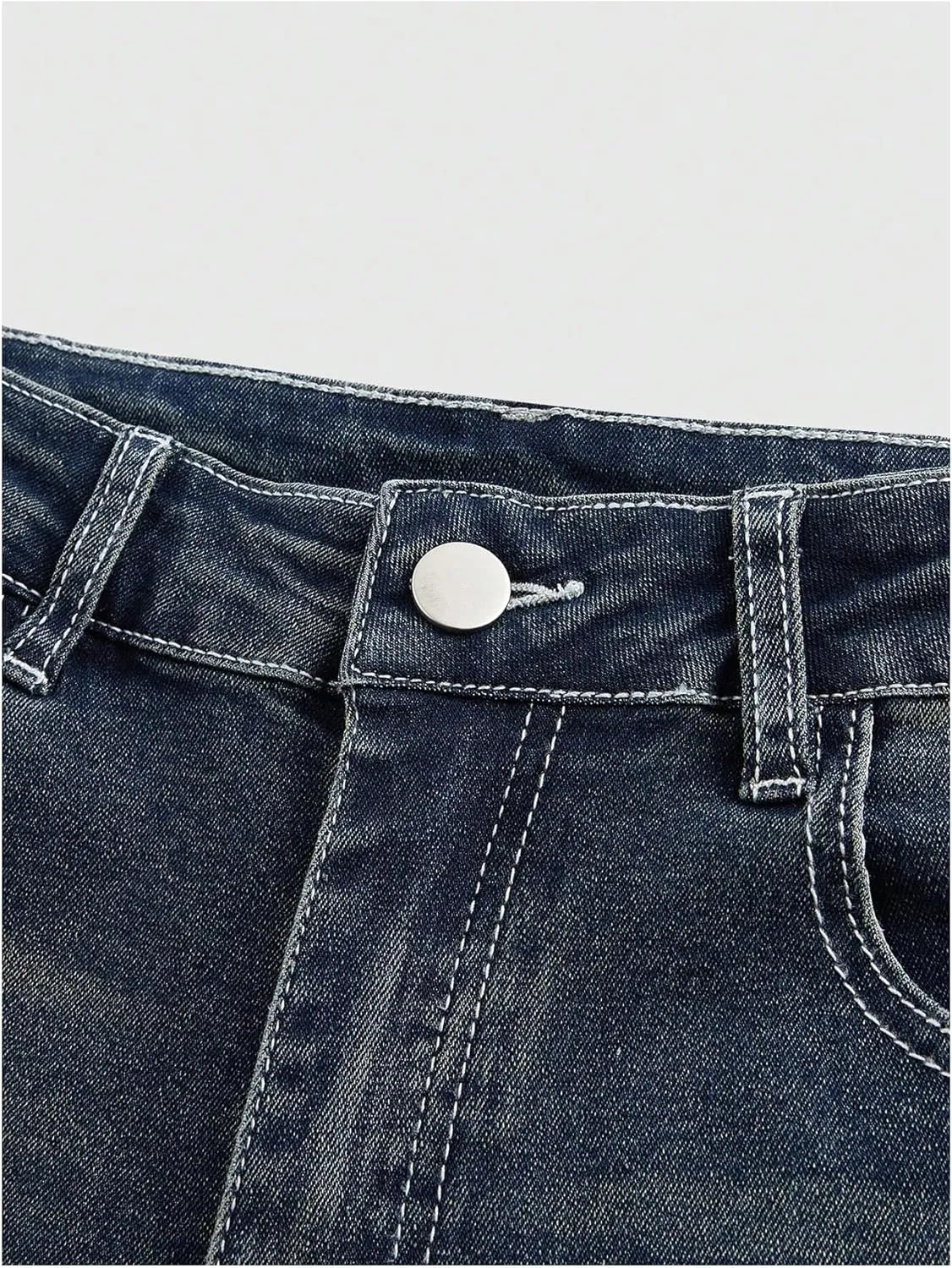 MakeMeChic Women's Bell Bottom Jeans Flare Jeans Embroidered Y2K High Waist Pants