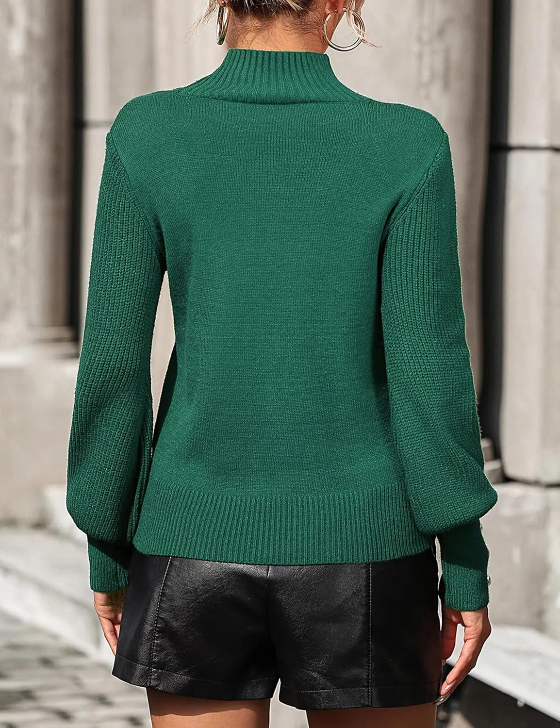 Mansy Women's 2024 Fall Fashion Turtleneck Long Sleeve Ribbed Knit Loose Pullover Sweater Tops