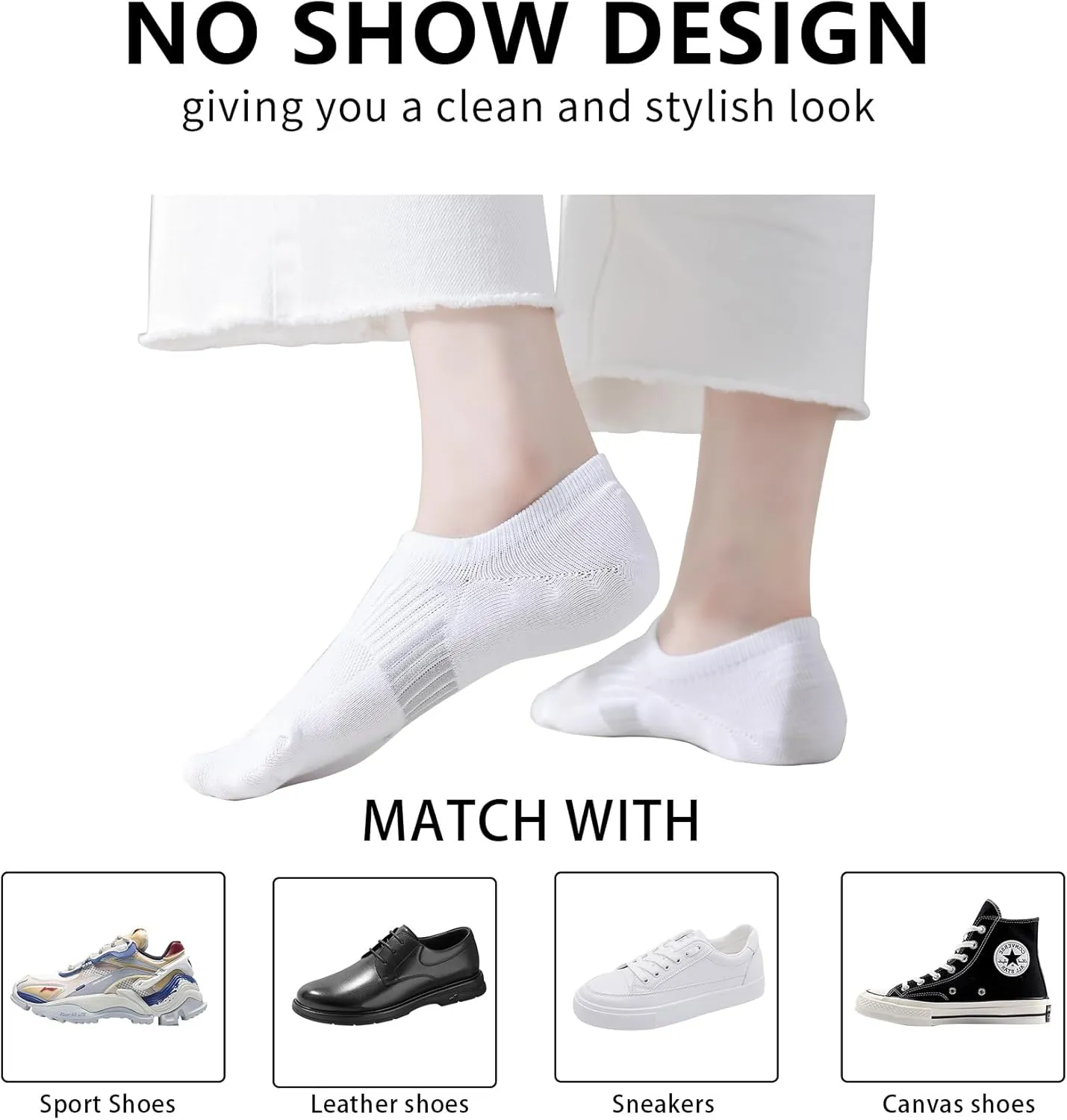 Marchare Women No Show Socks Low Cut Invisible Cushioned Socks Ankle Athletic Socks For Women With Grips
