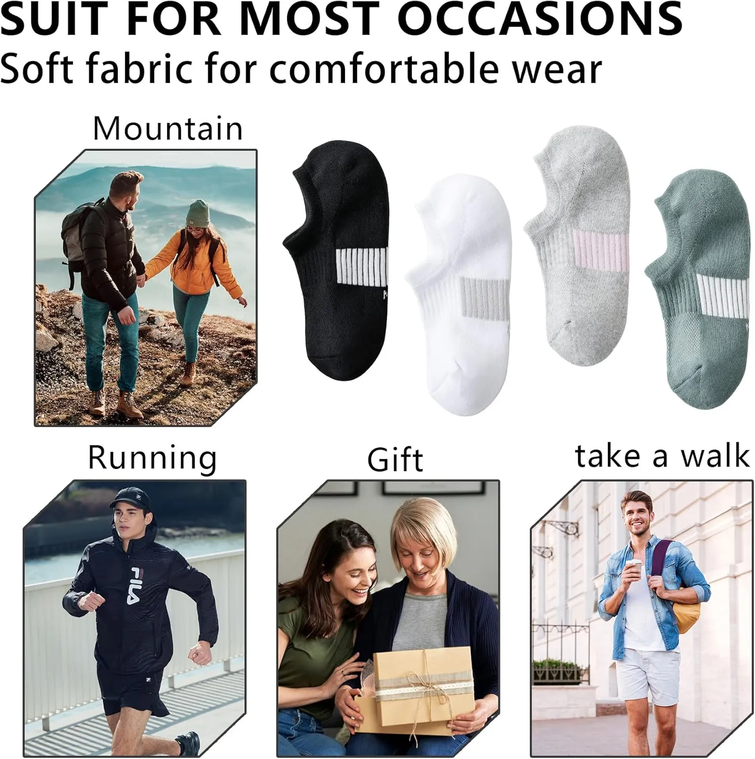 Marchare Women No Show Socks Low Cut Invisible Cushioned Socks Ankle Athletic Socks For Women With Grips