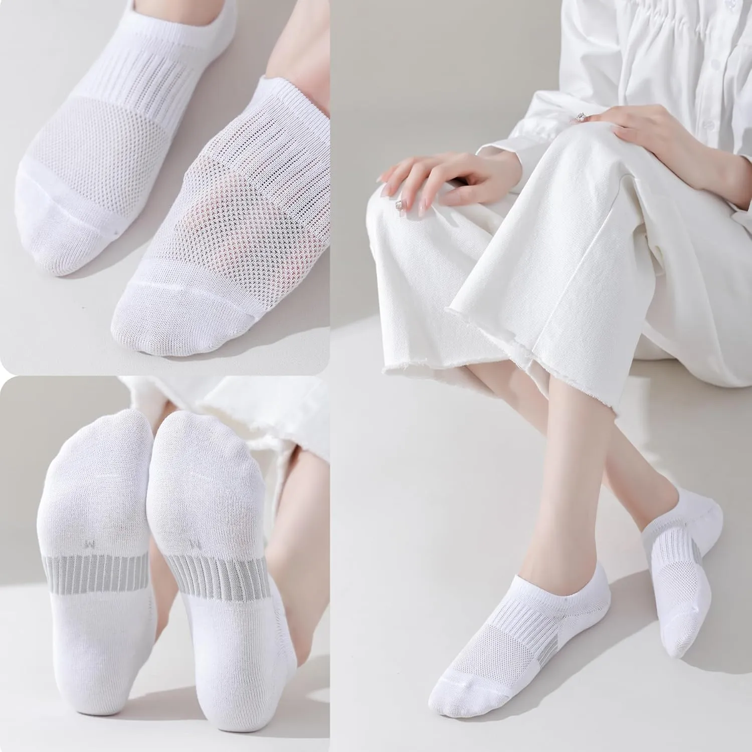 Marchare Women No Show Socks Low Cut Invisible Cushioned Socks Ankle Athletic Socks For Women With Grips