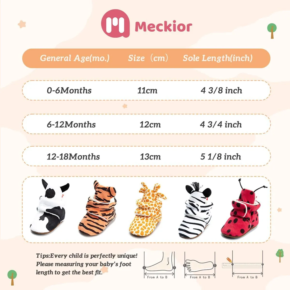 Meckior Newborn Infant Baby Girls Boys Warm Fleece Winter Booties First Walkers Slippers Shoes