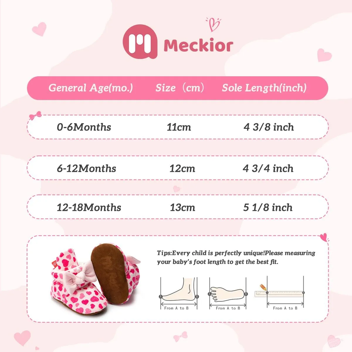 Meckior Newborn Infant Baby Girls Boys Warm Fleece Winter Booties First Walkers Slippers Shoes