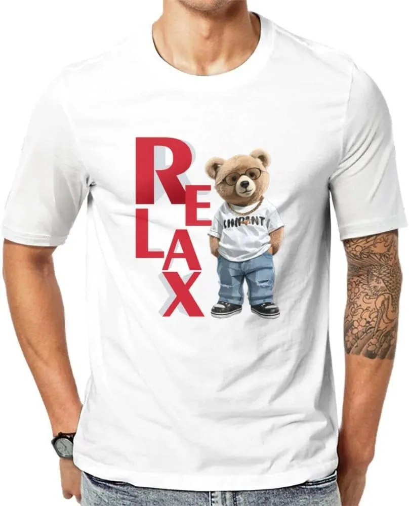 Men's Cotton Short Sleeve Tees Soft Fashion Print T-Shirts Casual Graphic Crewneck Tops