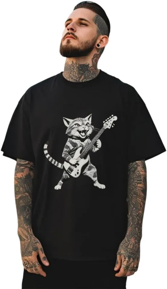 Men's Cotton Short Sleeve Tees Soft Fashion Print T-Shirts Casual Graphic Crewneck Tops