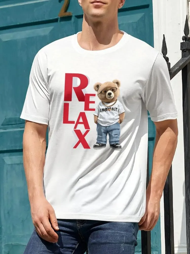 Men's Cotton Short Sleeve Tees Soft Fashion Print T-Shirts Casual Graphic Crewneck Tops