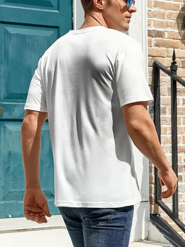Men's Cotton Short Sleeve Tees Soft Fashion Print T-Shirts Casual Graphic Crewneck Tops