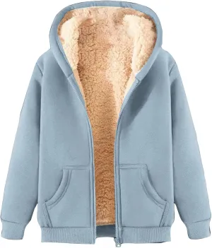 Mens Fleece Lined Hoodie Full Zip Up Thick Sherpa Lined Fashion Hoodie Sweatshirt Outerwear with Pockets