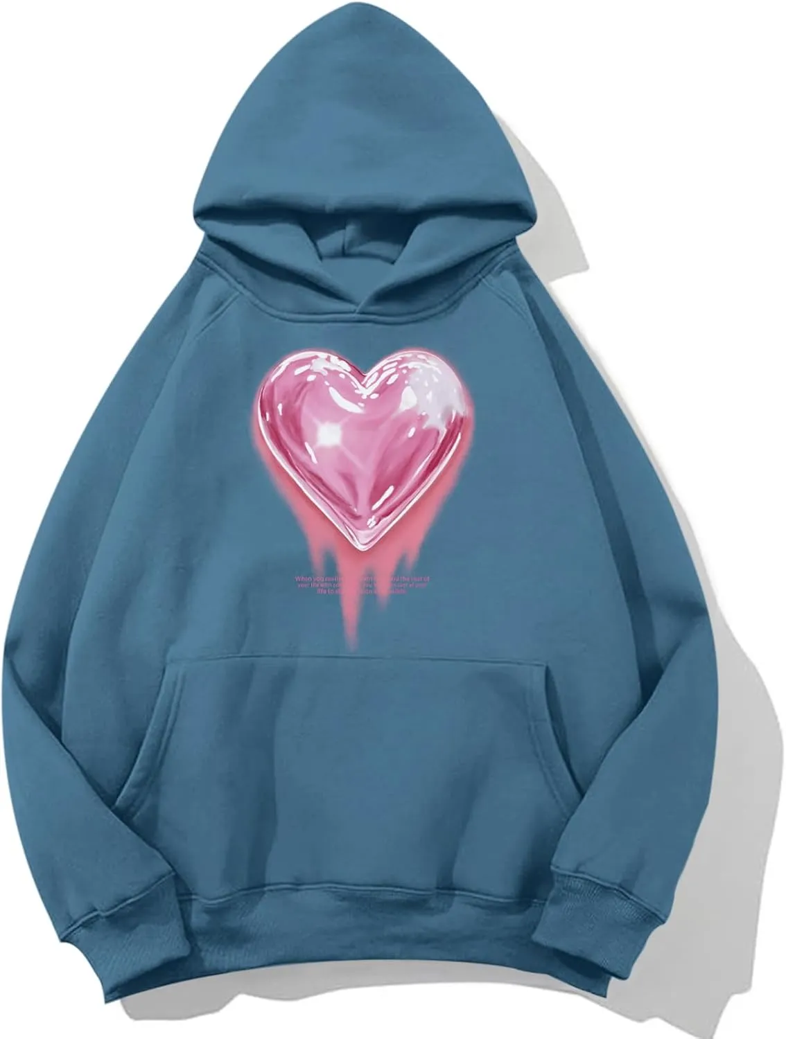 Mens Graphic Hoodies Heart Printed Vintage Streetwear Sweatshirt Aesthetic Design With Pockets Love Fleece Pullover