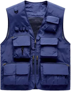 Men's Outdoor Casual Vest Multi-Pocket Breathable Sports Coat Fishing Work Safari Travel Vests