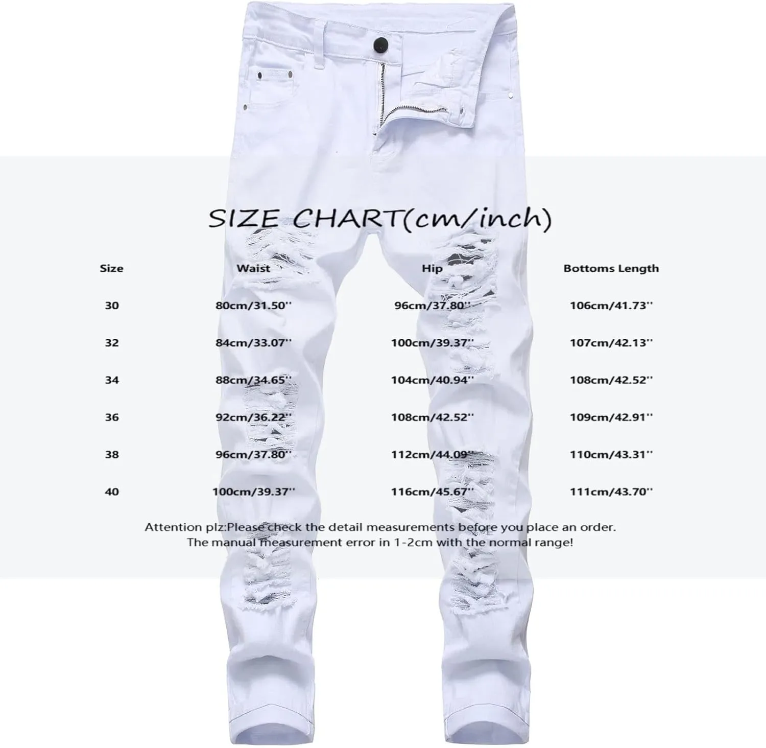Men's Ripped Stacked Jeans for Men Skinny Stretch Distressed Slim Regular Fit Denim Pants