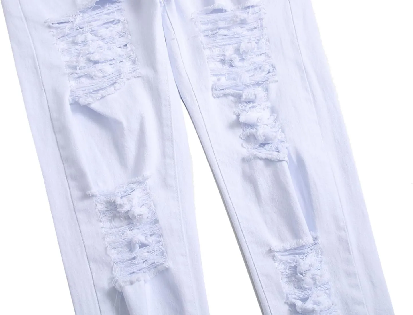 Men's Ripped Stacked Jeans for Men Skinny Stretch Distressed Slim Regular Fit Denim Pants